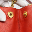 PRADA Hand Bag Safiano Leather 2way Orange Gold Auth bs36543-16