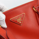 PRADA Hand Bag Safiano Leather 2way Orange Gold Auth bs36543-17
