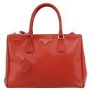 PRADA Hand Bag Safiano Leather 2way Orange Gold Auth bs36543-2