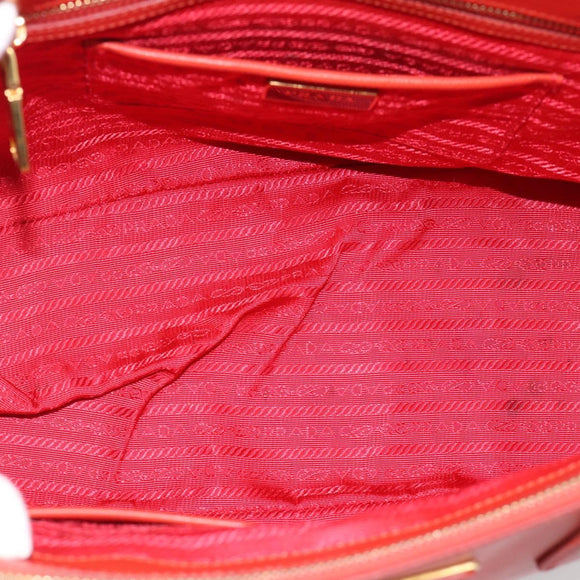 PRADA Hand Bag Safiano Leather 2way Orange Gold Auth bs36543