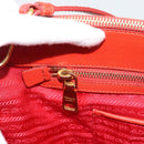 PRADA Hand Bag Safiano Leather 2way Orange Gold Auth bs36543-23