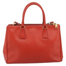 PRADA Hand Bag Safiano Leather 2way Orange Gold Auth bs36543-3