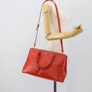 PRADA Hand Bag Safiano Leather 2way Orange Gold Auth bs36543-30