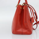 PRADA Hand Bag Safiano Leather 2way Orange Gold Auth bs36543-4
