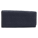 LOEWE Anagram Long Wallet Leather Navy Silver Auth bs36544-1