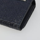 LOEWE Anagram Long Wallet Leather Navy Silver Auth bs36544-15