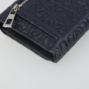 LOEWE Anagram Long Wallet Leather Navy Silver Auth bs36544-16