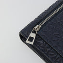 LOEWE Anagram Long Wallet Leather Navy Silver Auth bs36544-17
