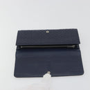 LOEWE Anagram Long Wallet Leather Navy Silver Auth bs36544-8
