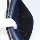 LOEWE Anagram Long Wallet Leather Navy Silver Auth bs36544-20