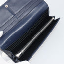 LOEWE Anagram Long Wallet Leather Navy Silver Auth bs36544-9