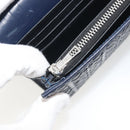 LOEWE Anagram Long Wallet Leather Navy Silver Auth bs36544-10