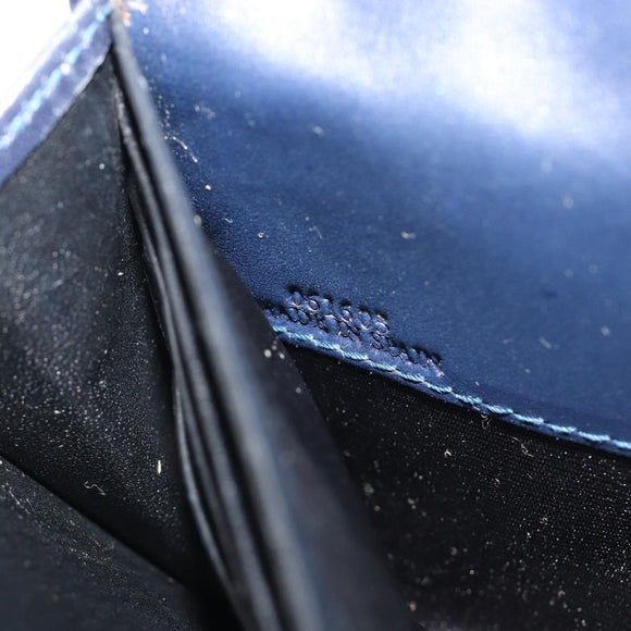 LOEWE Anagram Long Wallet Leather Navy Silver Auth bs36544