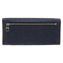 LOEWE Anagram Long Wallet Leather Navy Silver Auth bs36544-2