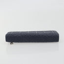 LOEWE Anagram Long Wallet Leather Navy Silver Auth bs36544-5