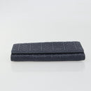 LOEWE Anagram Long Wallet Leather Navy Silver Auth bs36544-6