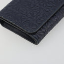 LOEWE Anagram Long Wallet Leather Navy Silver Auth bs36544-14