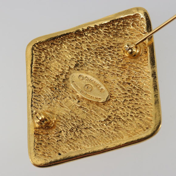 CHANEL Brooch Metal Gold Tone CC Auth bs36545