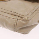 PRADA Chain Shoulder Bag Leather Beige Gold Auth bs36546-16