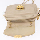 PRADA Chain Shoulder Bag Leather Beige Gold Auth bs36546-10