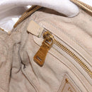 PRADA Chain Shoulder Bag Leather Beige Gold Auth bs36546-24