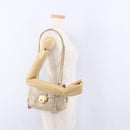 PRADA Chain Shoulder Bag Leather Beige Gold Auth bs36546-27