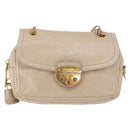 PRADA Chain Shoulder Bag Leather Beige Gold Auth bs36546-13