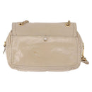 PRADA Chain Shoulder Bag Leather Beige Gold Auth bs36546-2
