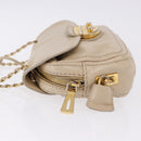 PRADA Chain Shoulder Bag Leather Beige Gold Auth bs36546-4