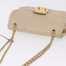 PRADA Chain Shoulder Bag Leather Beige Gold Auth bs36546-6