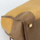 LOEWE Boston Bag Leather Beige Gold Auth bs36547-14