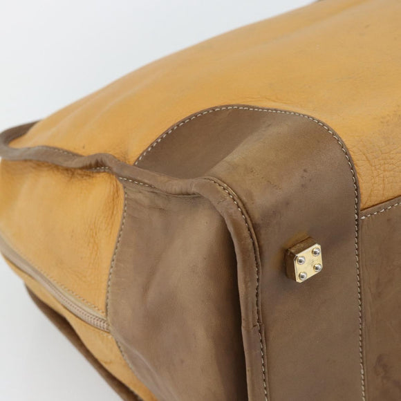 LOEWE Boston Bag Leather Beige Gold Auth bs36547