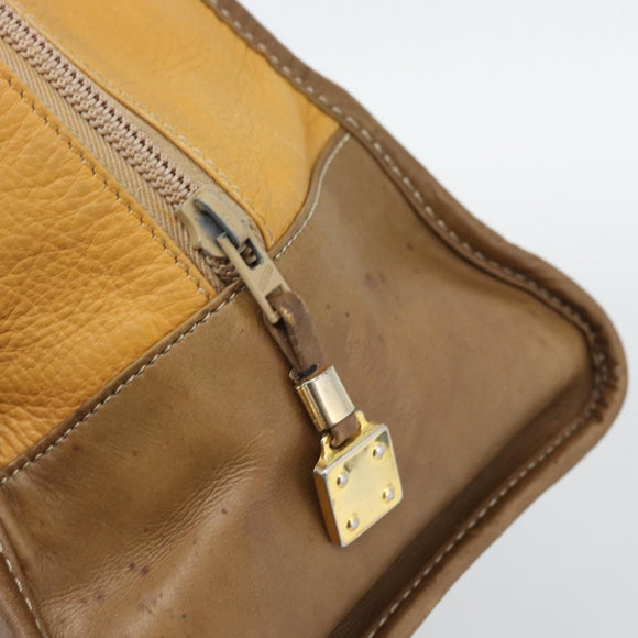 LOEWE Boston Bag Leather Beige Gold Auth bs36547