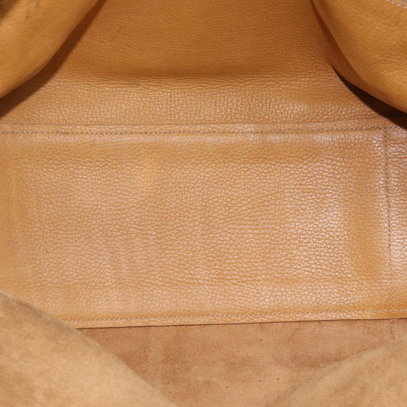LOEWE Boston Bag Leather Beige Gold Auth bs36547
