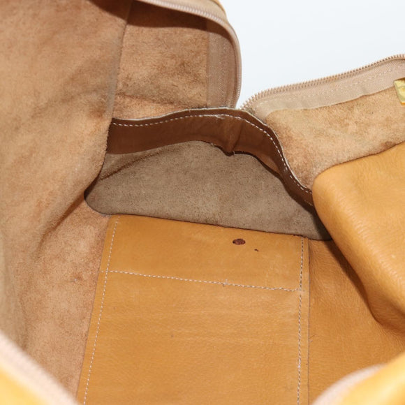 LOEWE Boston Bag Leather Beige Gold Auth bs36547