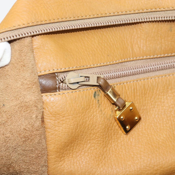 LOEWE Boston Bag Leather Beige Gold Auth bs36547