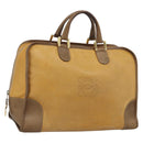 LOEWE Boston Bag Leather Beige Gold Auth bs36547-1