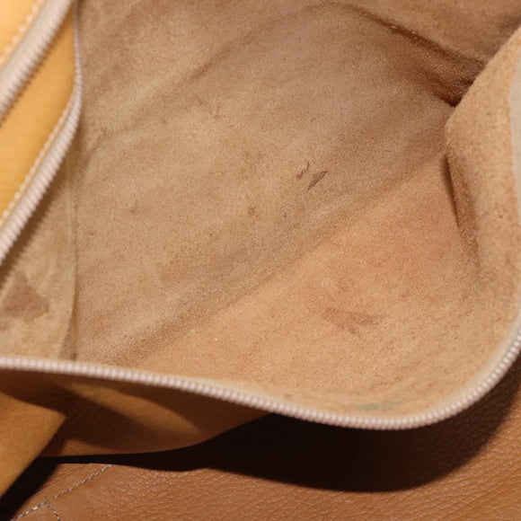 LOEWE Boston Bag Leather Beige Gold Auth bs36547