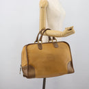 LOEWE Boston Bag Leather Beige Gold Auth bs36547-21