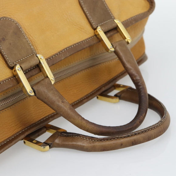 LOEWE Boston Bag Leather Beige Gold Auth bs36547