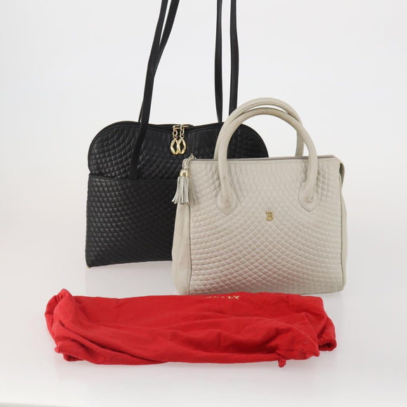 BALLY Shoulder Bag Leather 2 Set Black White Auth bs36550