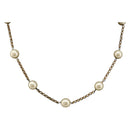 CHANEL Necklace Metal Gold Tone White CC Auth bs36551-1