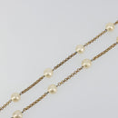 CHANEL Necklace Metal Gold Tone White CC Auth bs36551-5
