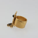 CHANEL Bambi Motif Ring Metal Gold Tone Black CC Auth bs36552-4