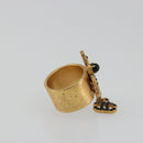 CHANEL Bambi Motif Ring Metal Gold Tone Black CC Auth bs36552-5