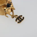 CHANEL Bambi Motif Ring Metal Gold Tone Black CC Auth bs36552-6