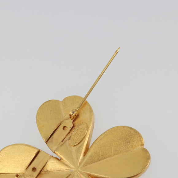 CHANEL Brooch Metal Gold Tone CC Auth bs36553
