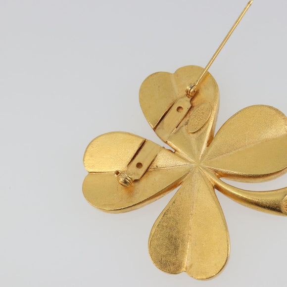 CHANEL Brooch Metal Gold Tone CC Auth bs36553