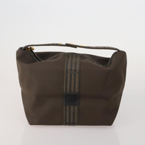 FENDI Pecan Canvas Zucca Canvas Hand Bag PVC 5 Set Brown Black Auth bs36555