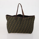 FENDI Pecan Canvas Zucca Canvas Hand Bag PVC 5 Set Brown Black Auth bs36555-23